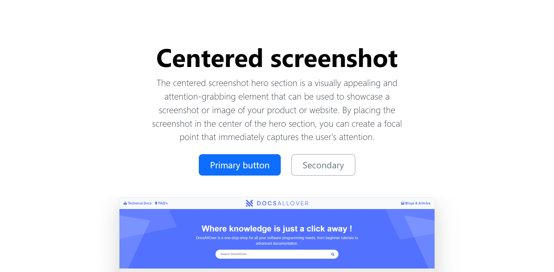 centered screenshot hero