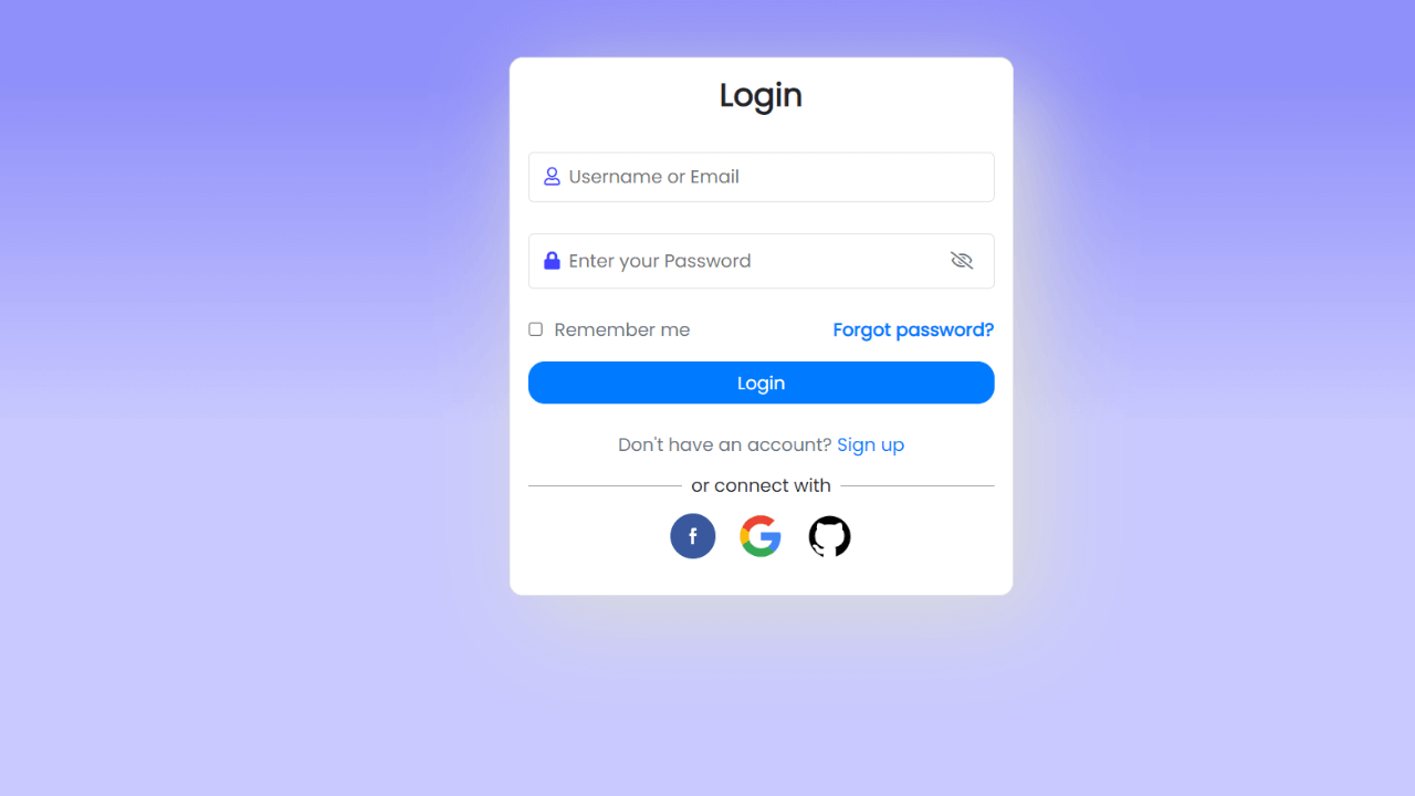 DocsAllOver - Bootstrap 4 Login Form with Social Media Integration