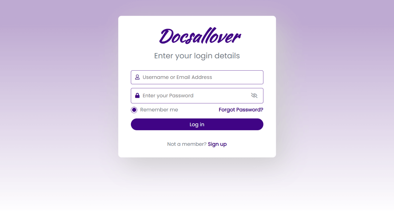 DocsAllOver - Fancy User Login Form in Bootstrap 5